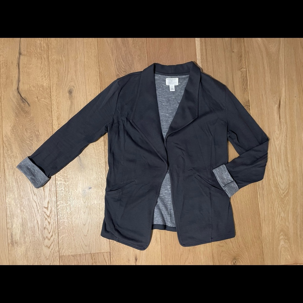 Caslon Grey Drape Collar Knit Blazer